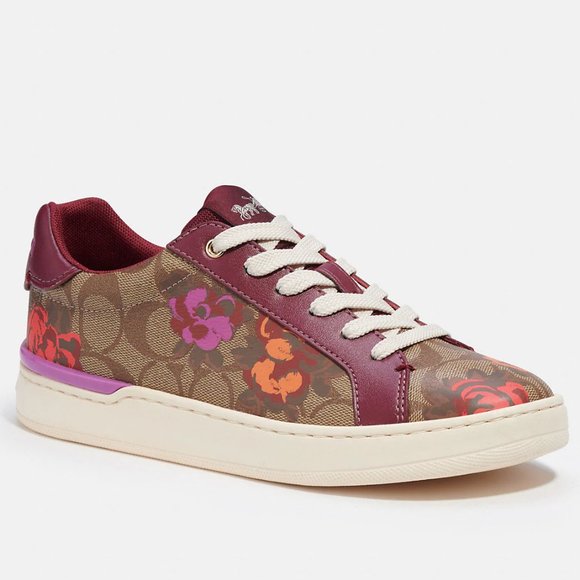 🌺 Coach Clip Low Top Sneaker In Signature Canvas With Floral Print - Picture 2 of 11
